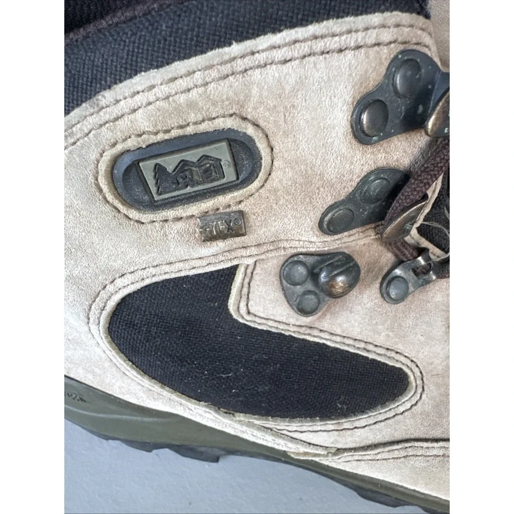 REI Brown Leather Gore-Tex Waterproof Hiking Boots‎ Vibram Sole US Men's 10.5